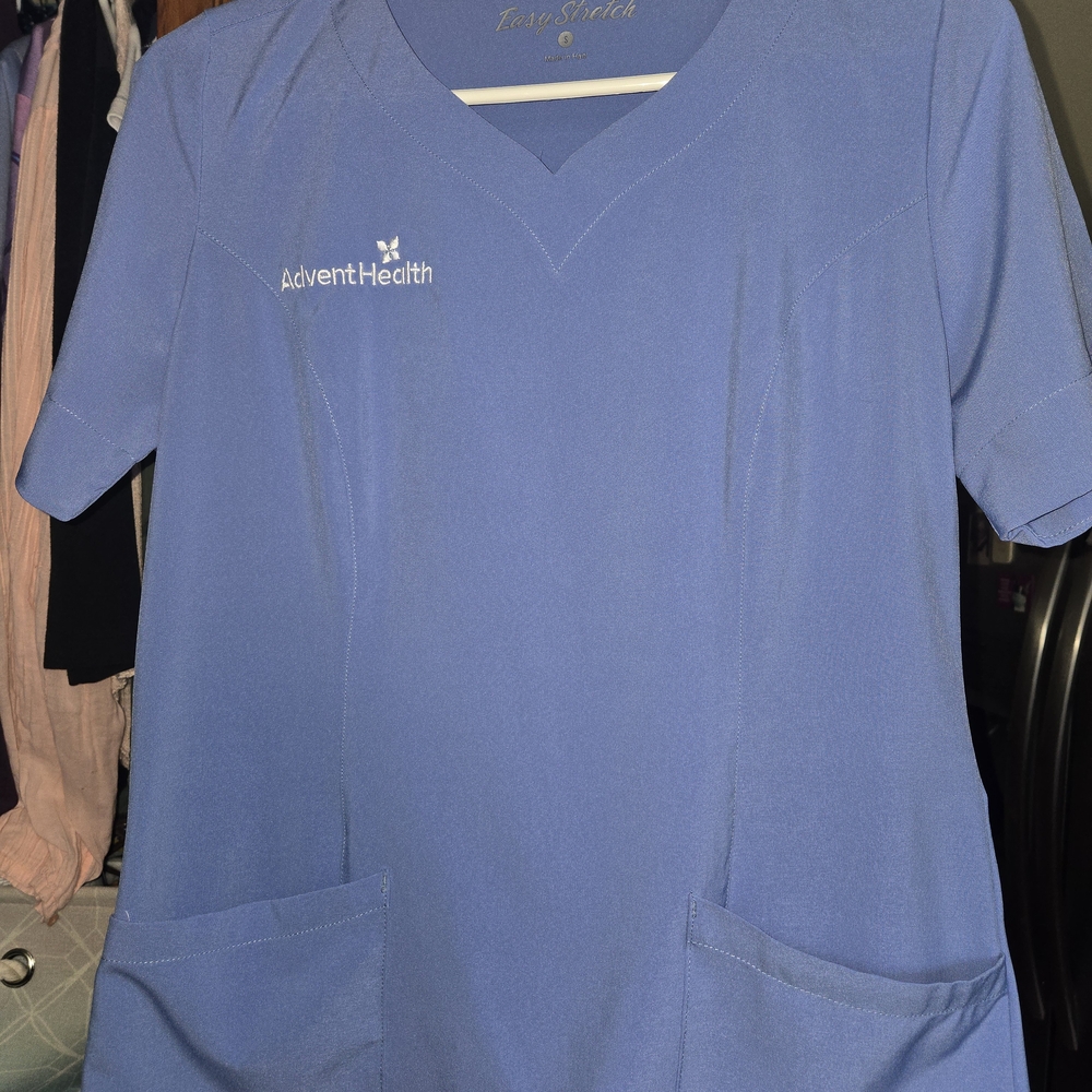 Uniform Advantage Easy Stretch Ceil Blue Scrub Top S Advent Health - Picture 4 of 4